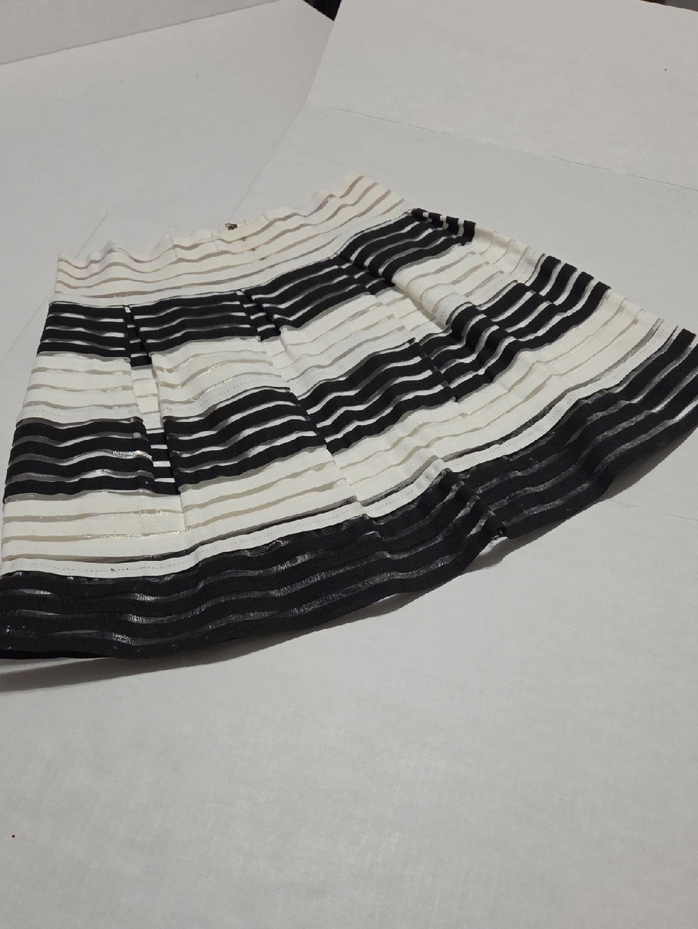 Romeo & Juliet Couture Black and White Striped Circle Skirt